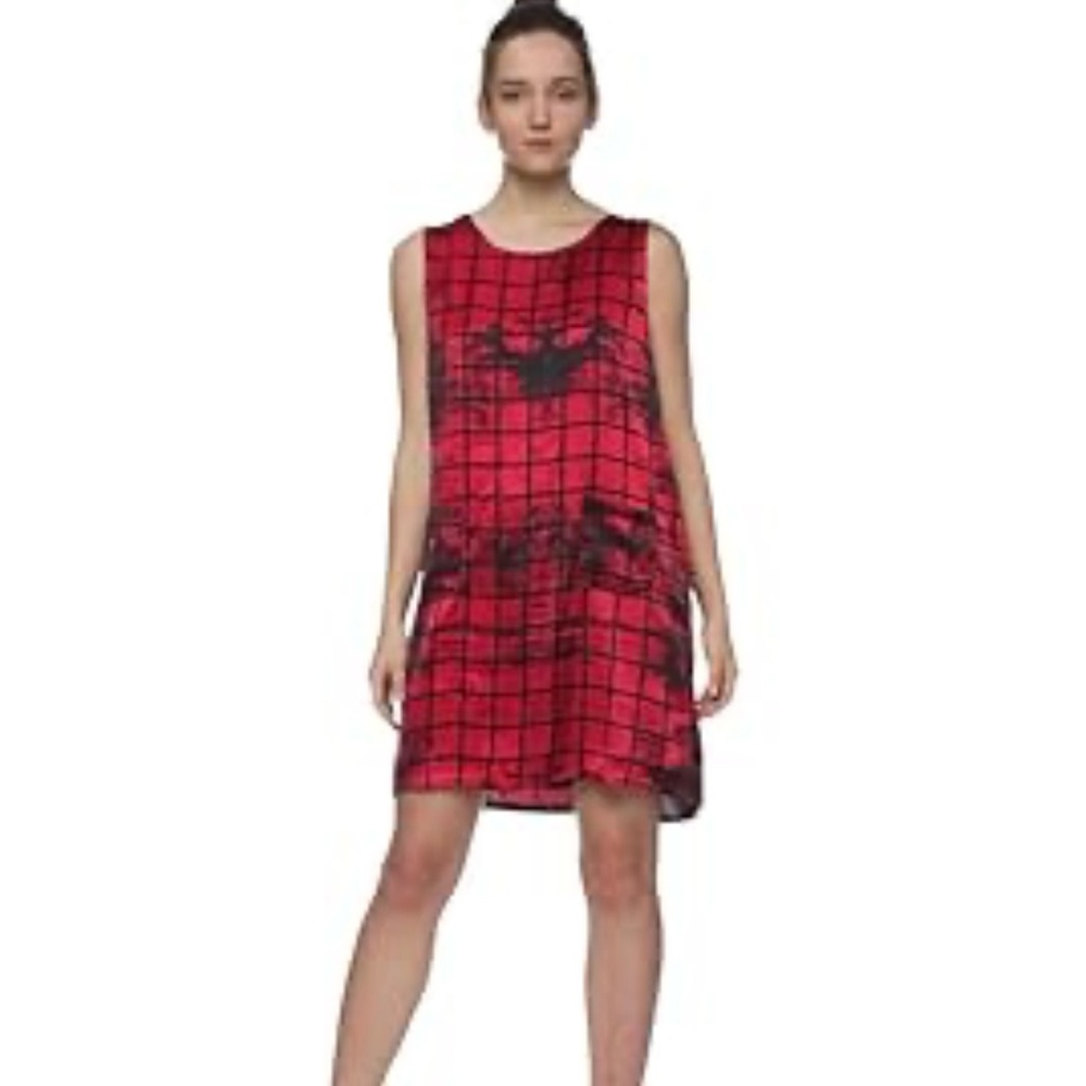 Juniper Red &  Black Silky Printed A Line Dress With Pockets Womens Size M